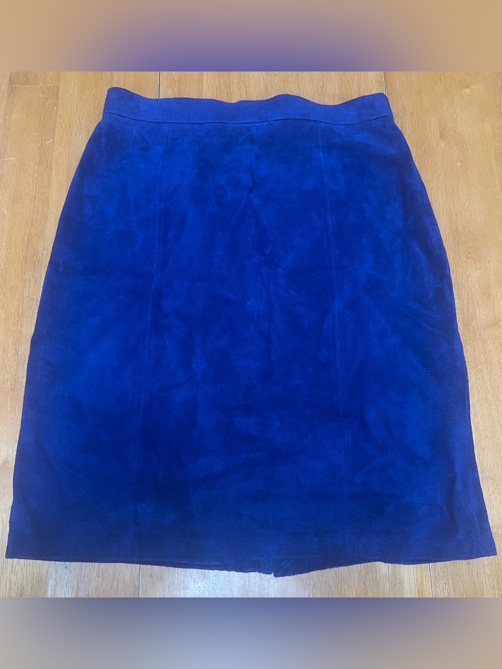 Vintage Compagnie Internationale Express Royal Blue Suede Pencil Skirt, Size 6
